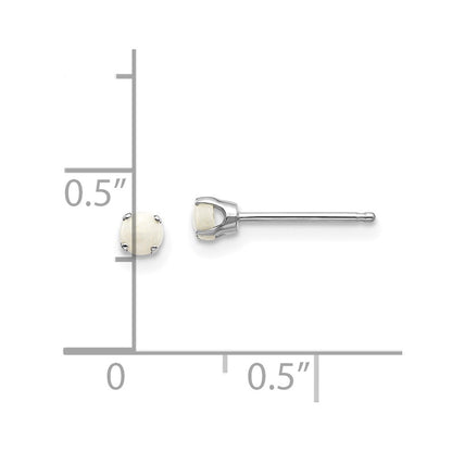 14k White Gold 3mm Opal Stud Earrings Gift for Women