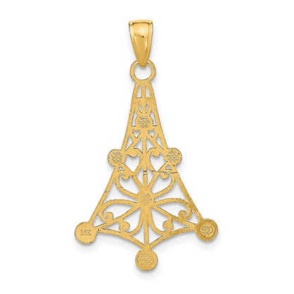 14k Yellow Gold Rhodium Textured Chandellier Charm Pendant for Women