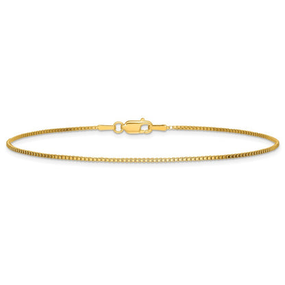 14k Yellow Gold 9 inch 1.05mm Box with Lobster Clasp Anklet