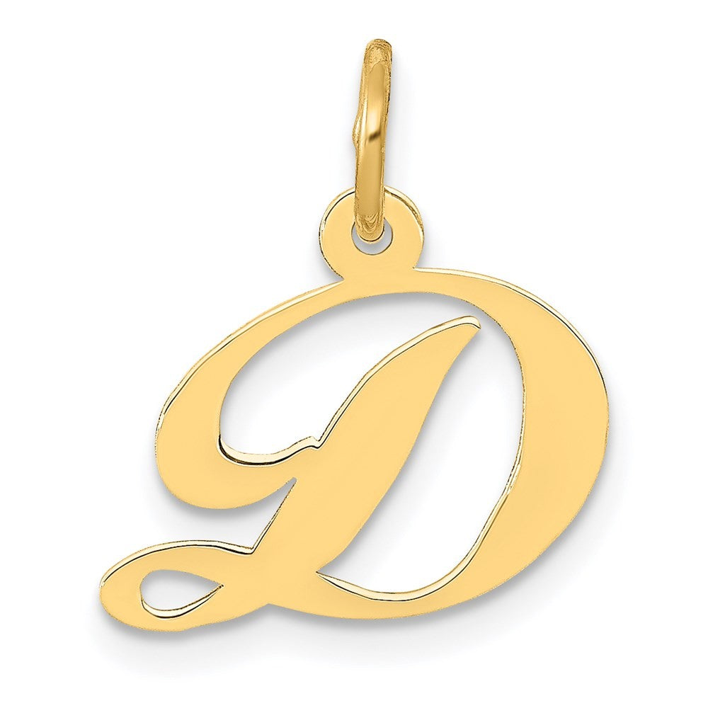 14k Yellow Gold Small Fancy Script Letter D Initial Charm