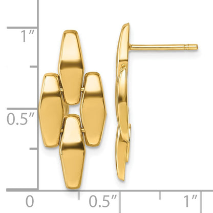 14k Yellow Gold Polished Fancy Link Dangle Post Earrings