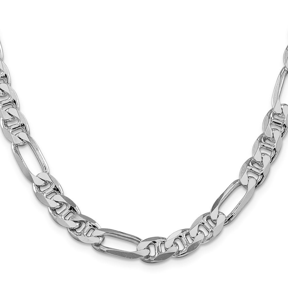 Sterling Silver Rhodium-plated 8.25mm Figaro Anchor Chain Necklace