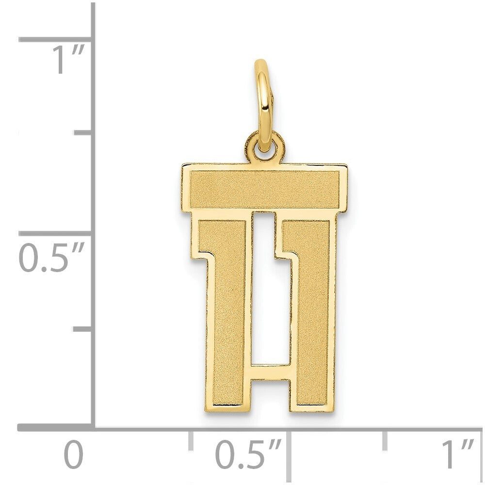 14k Yellow Gold Small Satin Number 11 Charm Pendant for Women