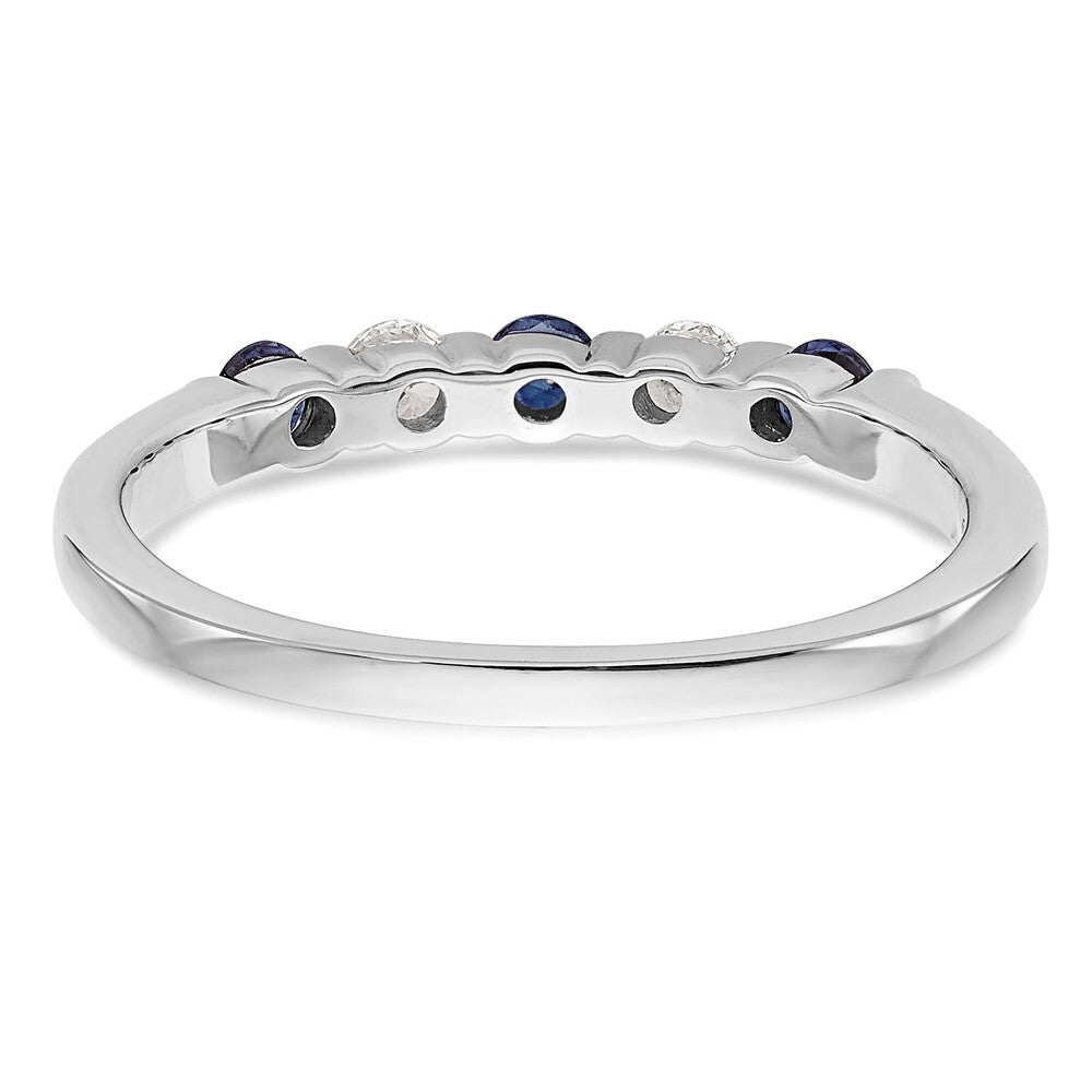 14k White Gold 1/10 carat Diamond and Blue Sapphire Complete Band Size 7