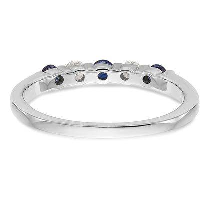 14k White Gold 1/10 carat Diamond and Blue Sapphire Complete Band Size 7