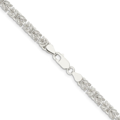 Sterling Silver 4.75mm Rounded Byzantine Chain Necklace