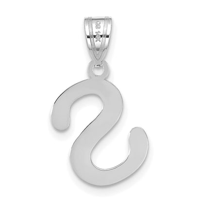 14k White Gold Polished Bubble Letter S Initial Pendant for Women