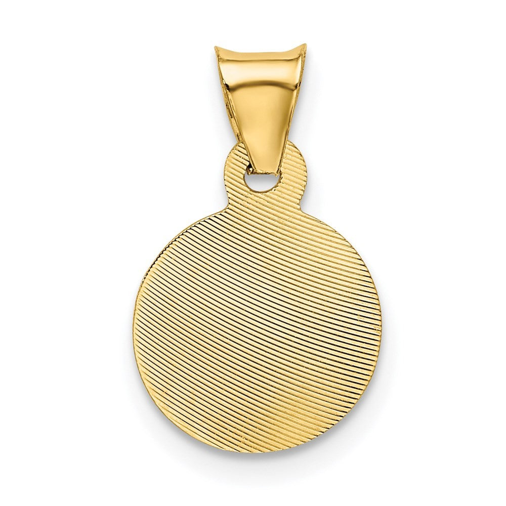 14k Yellow Gold Polished Diamond-Cut Corpus Circle Pendant