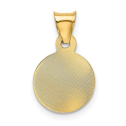 14k Yellow Gold Polished Diamond-Cut Corpus Circle Pendant