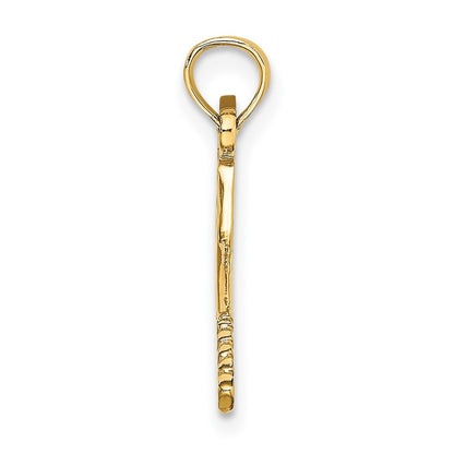 14k Yellow Gold Solid Polished 3-D Tennis Racquet Charm