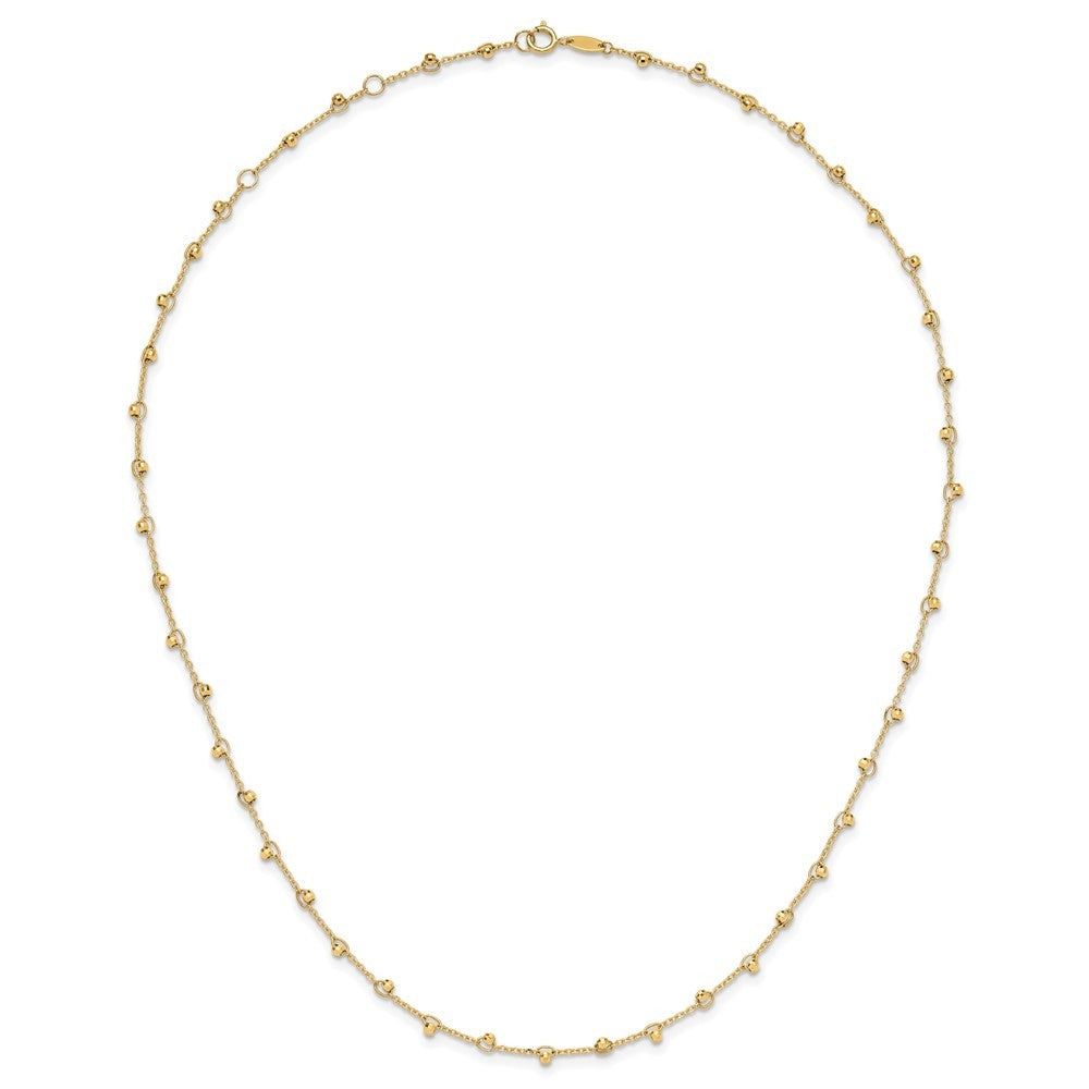 14k Yellow Gold Polished and Diamond-cut Beaded 16in Plus 2in ext. Necklace