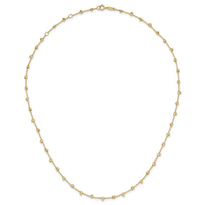 14k Yellow Gold Polished and Diamond-cut Beaded 16in Plus 2in ext. Necklace