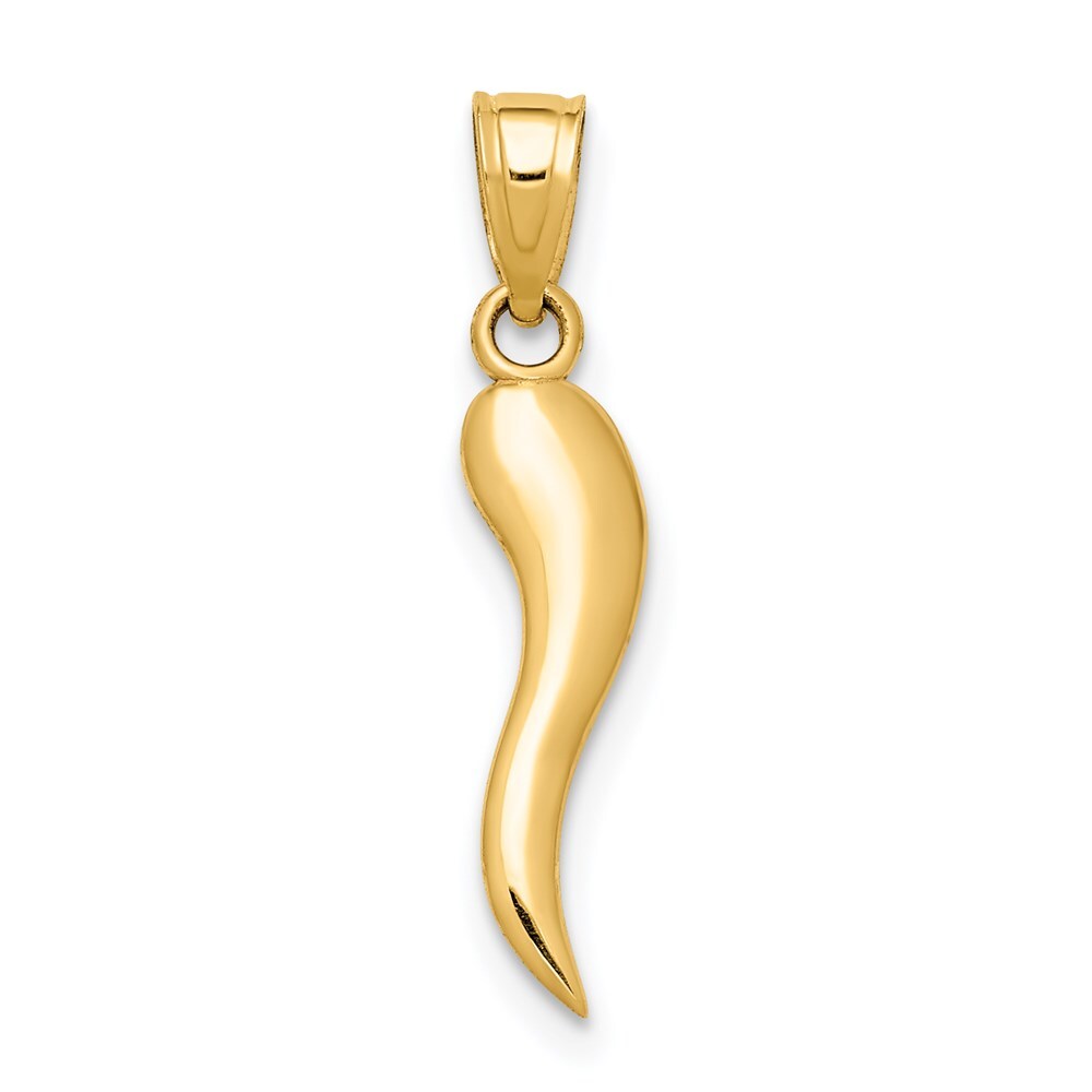 14k Yellow Gold Italian Horn Pendant for Women