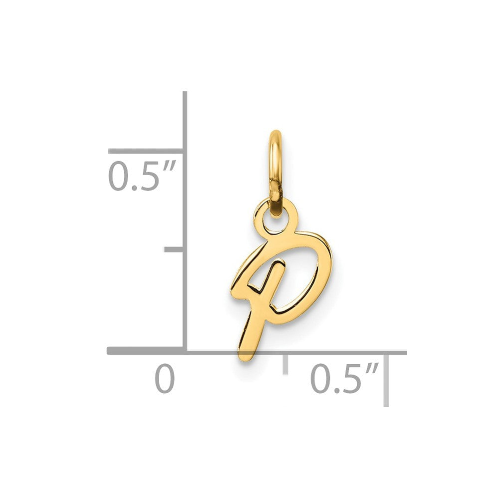 14k Yellow Gold Uppercase Letter P Initial Charm Pendant