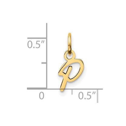 14k Yellow Gold Uppercase Letter P Initial Charm Pendant