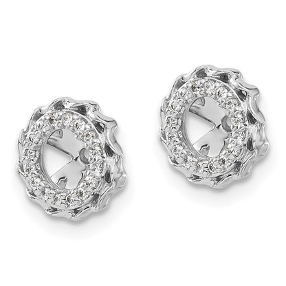 14k White Gold Twisted Edge Diamond Earring Jackets