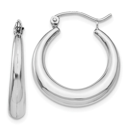 14k White Gold Polished Hoop Earrings Gift for Women