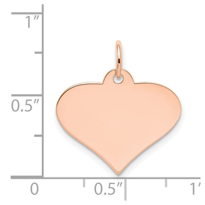 14k Rose Gold Plain .027 Gauge Engraveable Heart Disc Charm Pendant for Women