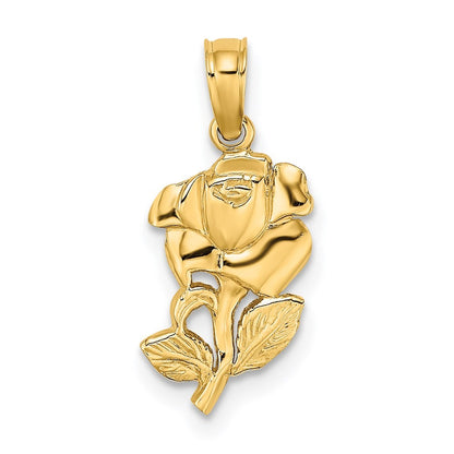 14k Yellow Gold Polished Rose Charm
