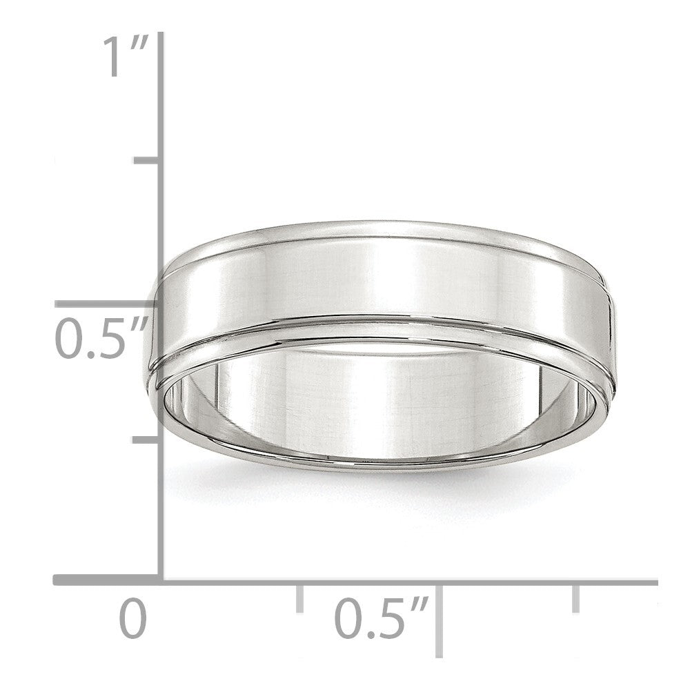 Sterling Silver 6mm Flat with Step Edge Size 10 Band Ring
