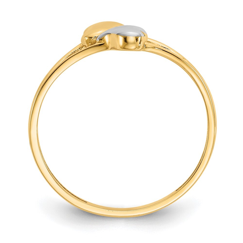 14K Yellow Gold with Rhodium Double Heart Ring
