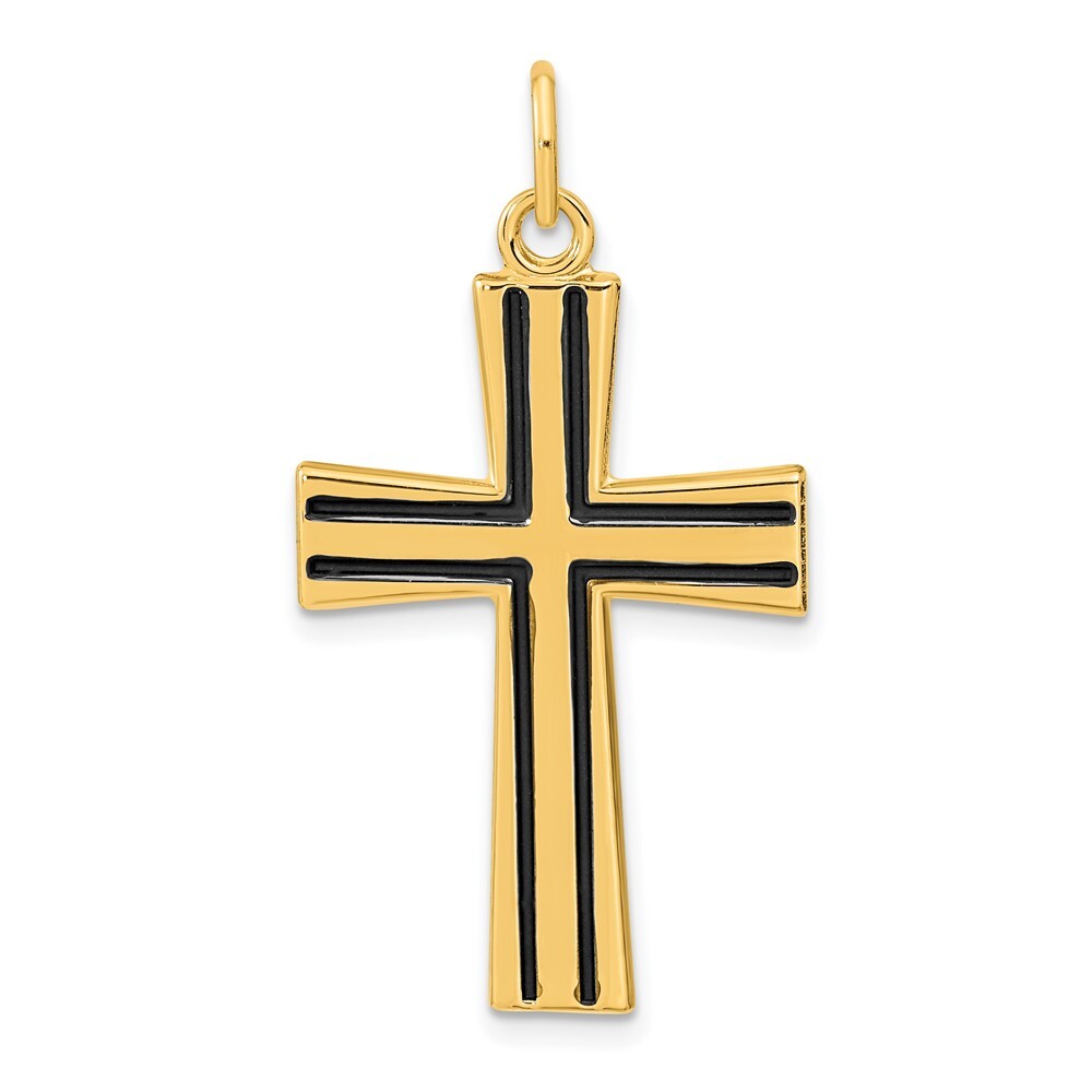 Sterling Silver Gold-plated Polished Enameled Cross Pendant