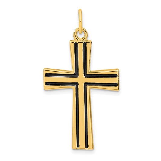 Sterling Silver Gold-plated Polished Enameled Cross Pendant