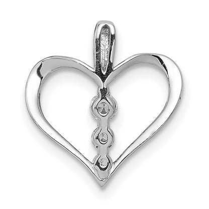 14k White Gold 1/10ct. Diamond 3-stone Heart Pendant for Women