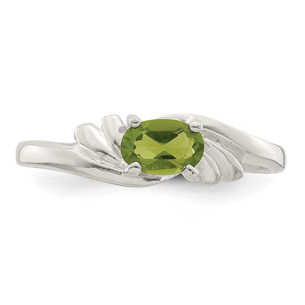 Sterling Silver Lime Green Oval Cubic Zirconia Ring Size 8