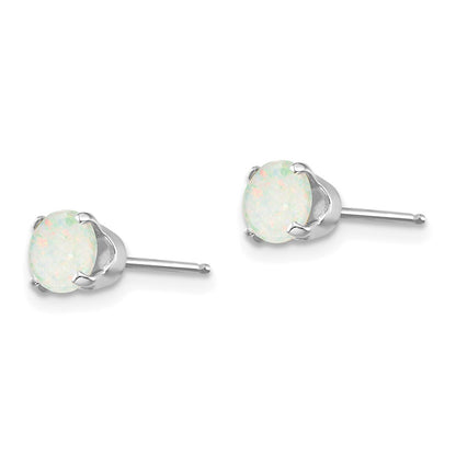 14k White Gold 5mm Opal Stud Earrings Gift for Women