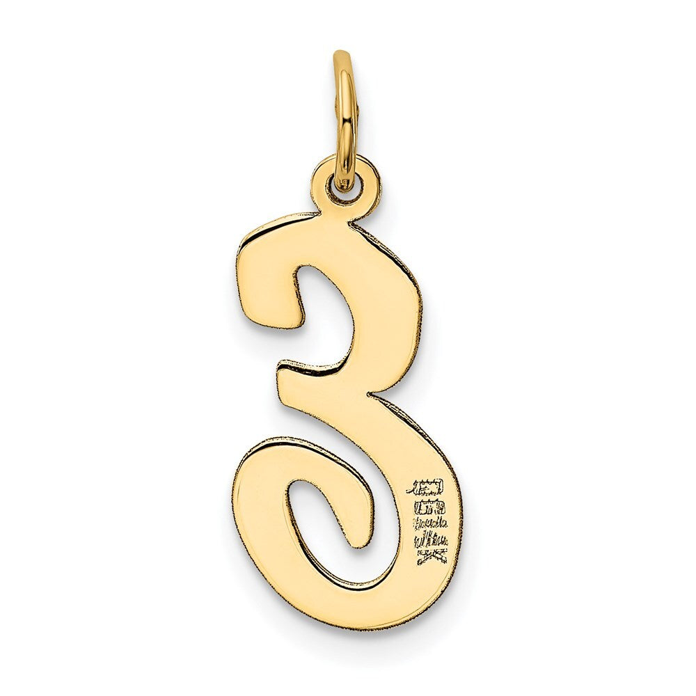 14k Yellow Gold Large Script Letter E Initial Charm Pendant for Women