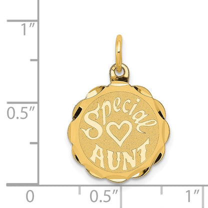 14k Yellow Gold SPECIAL AUNT Charm Pendant for Women