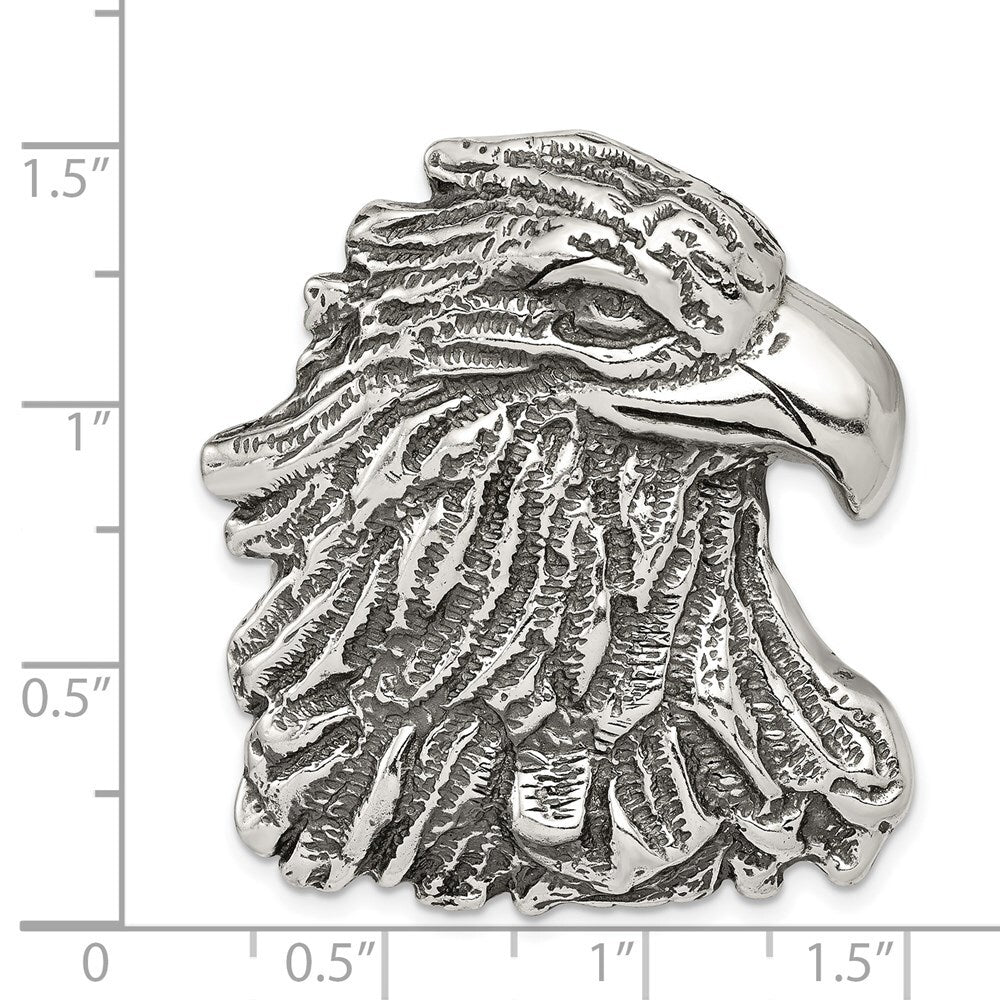 Sterling Silver Antiqued Eagle Head Pendant Holiday Gift for Women