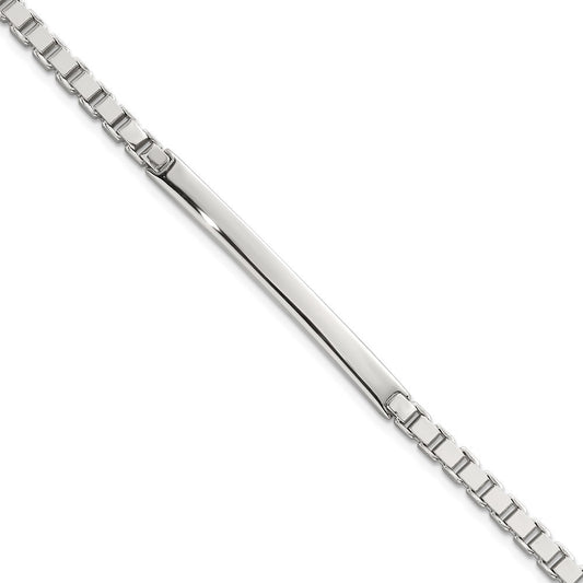Sterling Silver Polished 3.7mm Box Chain Bracelet 8 Inch ID Bar Mens Bracelet