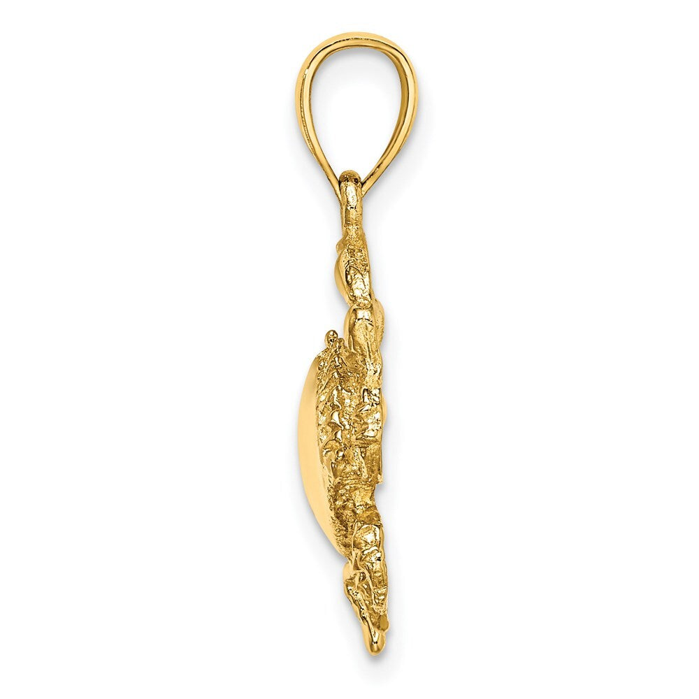 14k Yellow Gold Crab Charm Pendant for Women