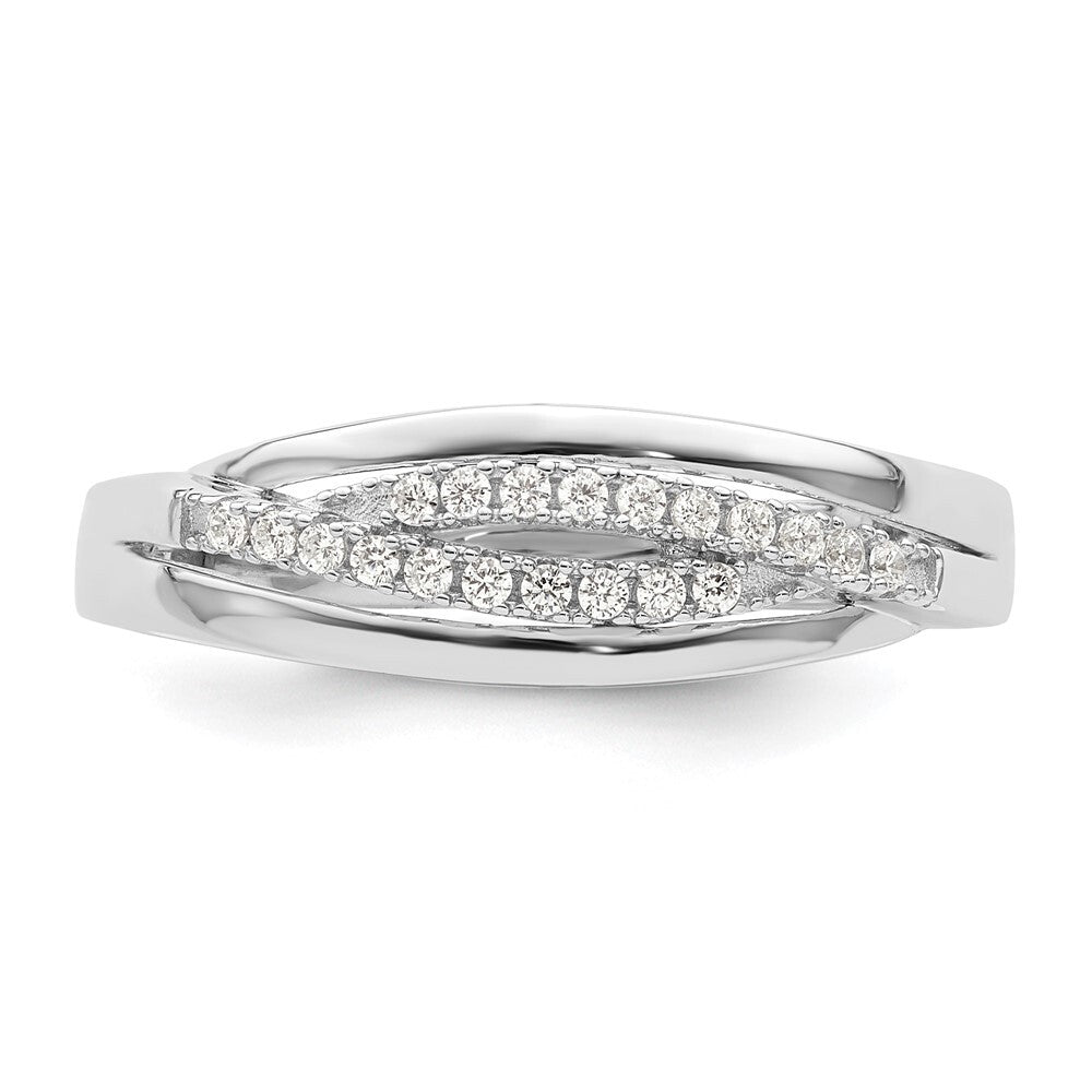 Sterling Silver Rhodium plated CZ Twisted Band Size 7
