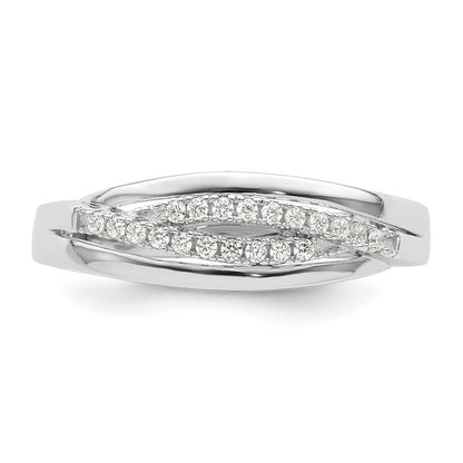 Sterling Silver Rhodium plated CZ Twisted Band Size 7
