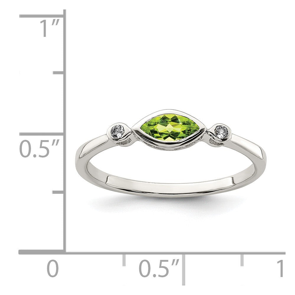 Sterling Silver Rhodium-plated Polished Peridot and White Topaz Ring Size 8