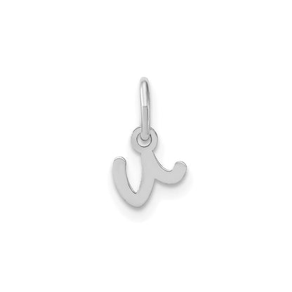 14k White Gold Lower case Letter V Initial Charm Pendant for Women