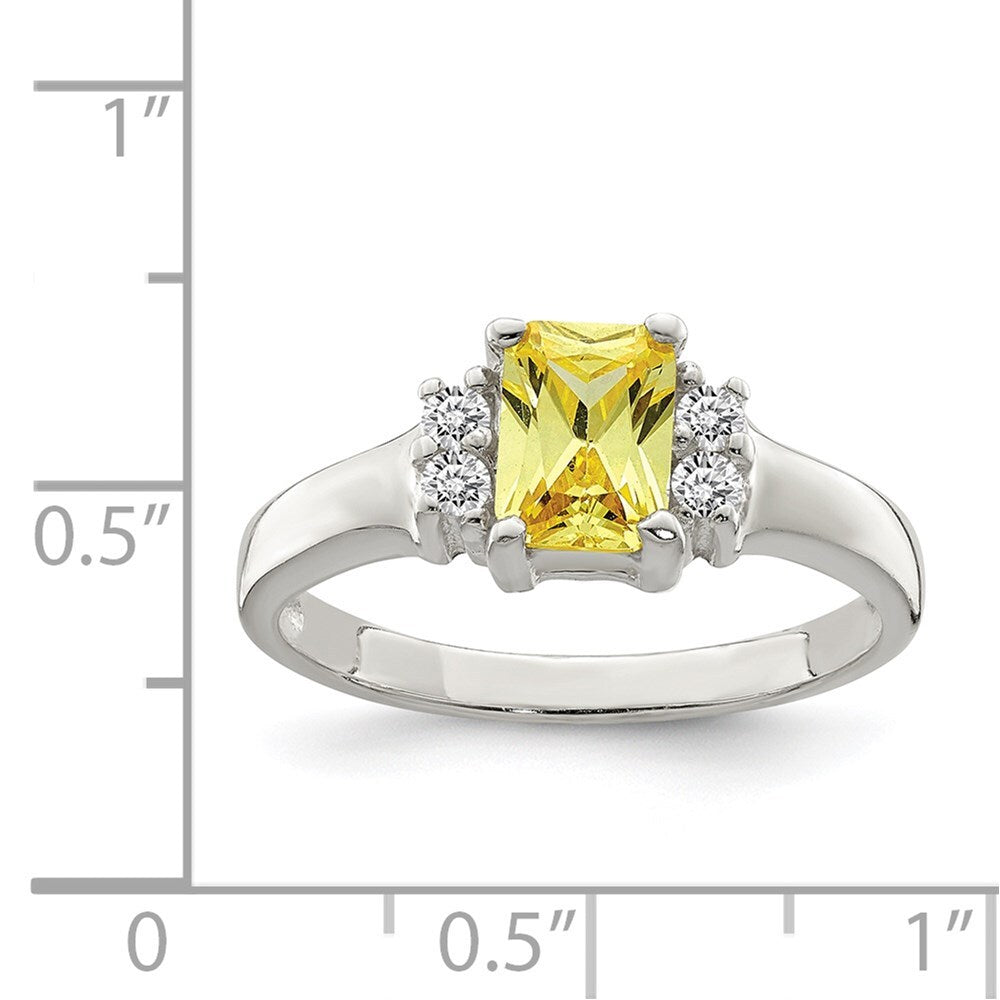 Sterling Silver Yellow & White Cubic Zirconia Ring Size 7