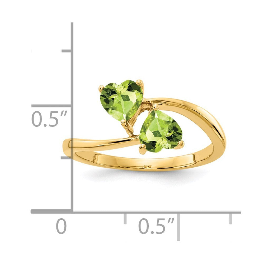 14K Yellow Gold 5mm Heart Peridot ring