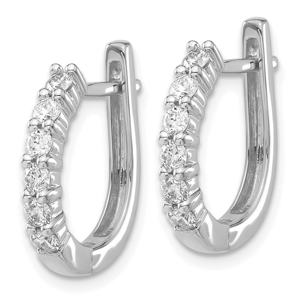 14k White Gold Diamond Hinged Hoop Earrings