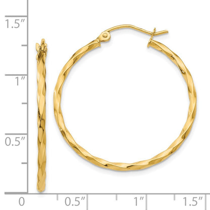 14k Yellow Gold Twist Polished Hoop Earring