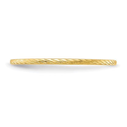 14k Yellow Gold 1.2mm Twisted Wire Pattern Stackable Band Ring Size 9