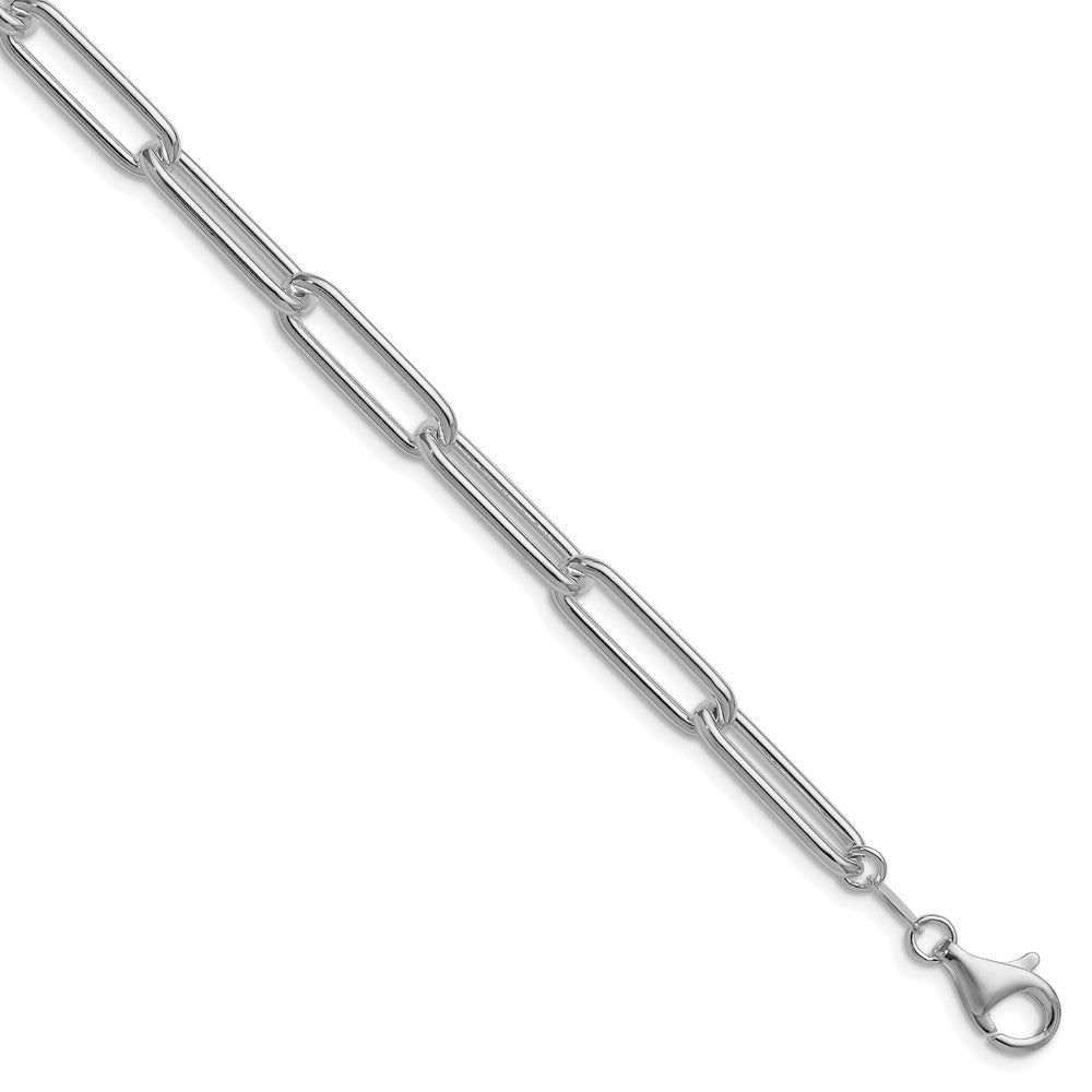 Sterling Silver Rhodium-plated Polished 6.5mm Paperclip Chain Bracelet