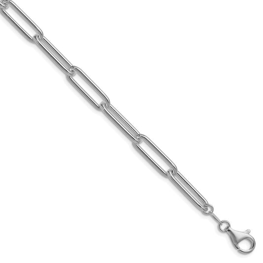 Sterling Silver Rhodium-plated Polished 6.5mm Paperclip Chain Bracelet