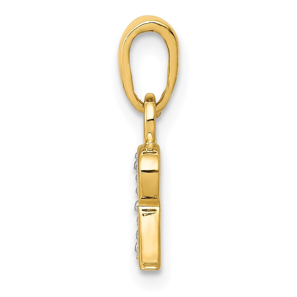 14k Yellow Gold with Rhodium Diamond Letter R Initial Pendant