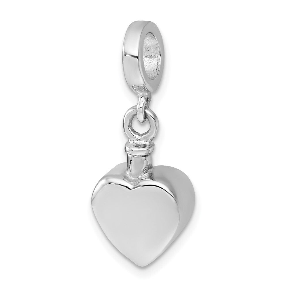 Sterling Silver Rhodium-plated Polished Heart Ash Holder Pendant
