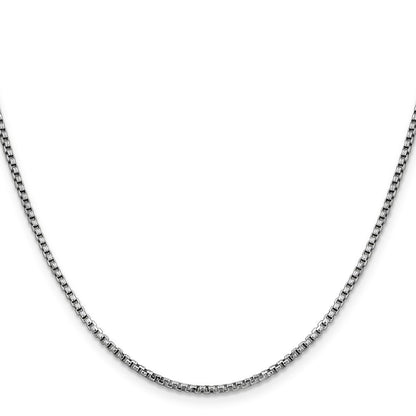 14K White Gold 16 inch 1.75mm Semi-Solid Round Box Chain Necklace