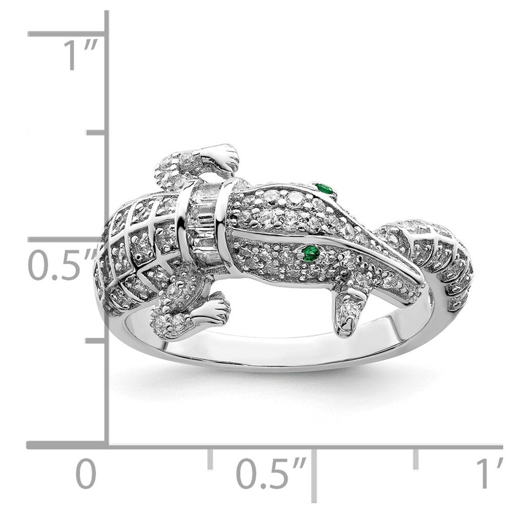 Sterling Silver Rhodium-plated Polished CZ Alligator Ring Size 7